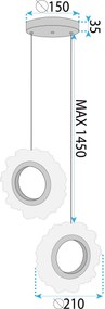 Toolight Toolight, LED závesné osvetlenie 2x21cm, 10W, 3000K, LHJ103-2CP, ružové zlato, OSW-60048