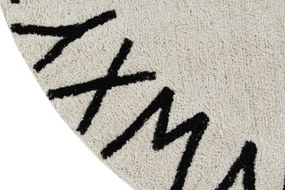 Lorena Canals, Ručne tkaný kusový koberec Round ABC Natural-Black, 150x150 (priemer) kruh, biela, detská izba