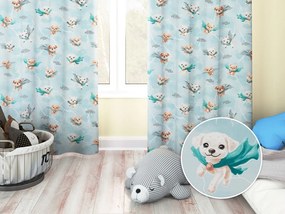 Biante Detský bavlnený záves Sandra SA-651 Psí superhrdinovia na ľadovo modrom 150x140 cm