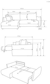 Univerzálna rozkladacia rohová sedacia súprava s úložným priestorom do tvaru L FRIDA, hnedá
