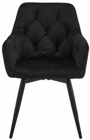 Set dvoch jedálenských otočných stoličiek JORK360 zamatové, čierne (čierne nohy) 2 ks