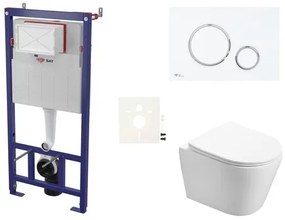 Cenovo zvýhodnený závesný WC set SAT do ľahkých stien / predstenová montáž + WC SAT Infinitio SIKOSSIN76K, 1 ks