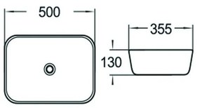 Mexen Luna, keramické umývadlo na dosku 50x35 cm, biela, 21635000