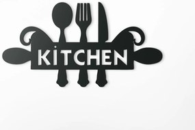 drevko Drevená dekorácia Kitchen Rozmer obrazu: 23,5 x 44,5 cm, Farba dekorácie: Čierna