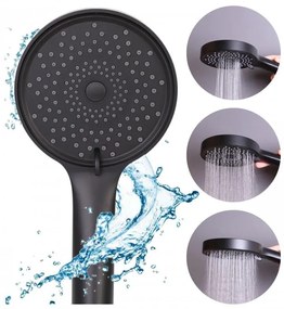 Erga Fanki, 3-funkčná ručná sprchová hlavica, čierna matná, ERG-YKA-BP.FANKI-BLK