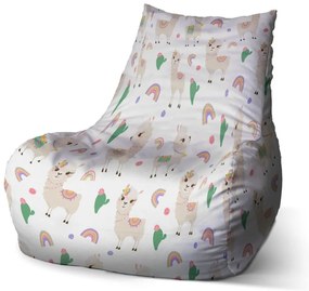 Sedací vak Bean roztomilé lamy - detský, farebná