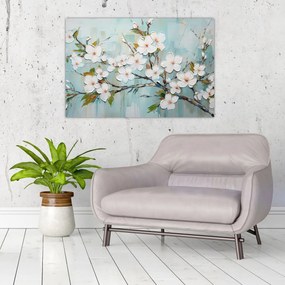 Obraz - Maľba, kvitnúce vetvy stromu (90x60 cm)