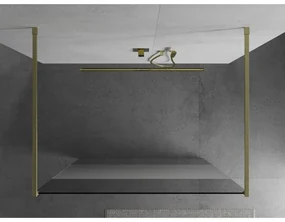 Mexen Kioto, sprchová zástena Walk-In 110 x 200 cm, 8mm číre sklo-námraza, zlatý matný profil, 800-110-002-55-35