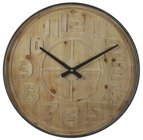 Drevené nástenné hodiny s kovovým rámem Logan - Ø 80*6cm