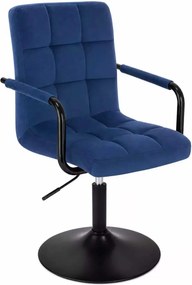 LuxuryForm DESIGN Otočná stolička VERONA BLACK VELUR na čiernom tanieri - modrá