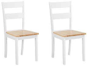 Sada 2 drevených jedálenských stoličiek biela/svetlé drevo GEORGIA Beliani