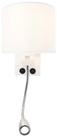 Moderná nástenná lampa biela s bielym tienidlom - Brescia