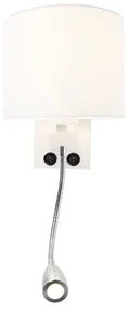 Moderná nástenná lampa biela s bielym tienidlom - Brescia