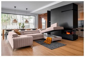 Ružová rozkladacia/s úložným priestorom rohová pohovka (pravý roh/do tvaru "U") Louis – ELTAP