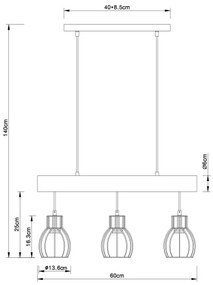 Globo 15326-3NB - Luster na lanku MINA 3xE27/60W/230V