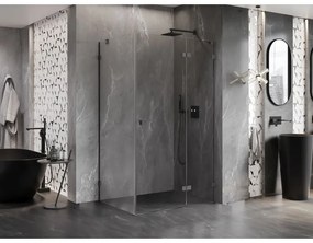 Mexen Lunar, pravostranný výklopný sprchový kút 70 x 80 cm, 8mm číre sklo, brúsený grafit profil, 834-070-080-66-00-P