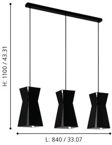 Eglo 99083 - Luster na lanku VALECROSIA 3xE27/40W/230V
