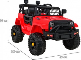 Ramiz Autíčko Jeep Dark Night na batérie pre deti červené + pomalý štart + EVA kolesá + LED audio