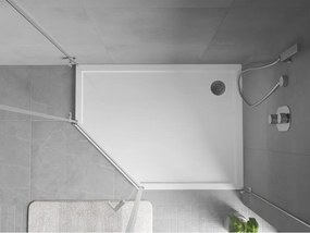 Mexen Flow Slim, pravostranná päťuholníková sprchová vanička slim 100 x 90 cm, biela lesklá, 46P109010R