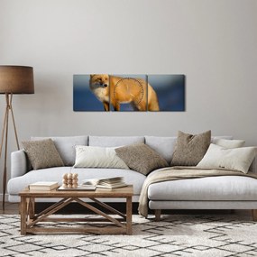 Obraz - Liška na snehu (s hodinami) (90x30 cm)