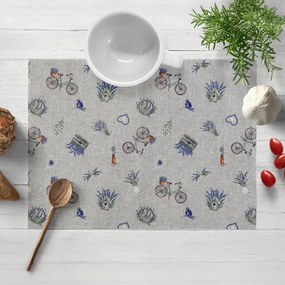 Biante Dekoračné prestieranie na stôl PML-097 Levandule a bicykle na sivom režnom 35x45 cm