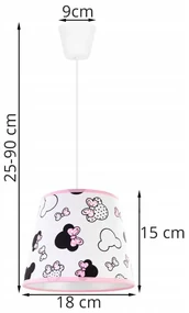 Detské závesné svietidlo Minnie, 1x textilné tienidlo so vzorom, s