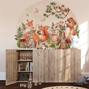 Gario Detská nálepka na stenu Animals from the magical forest - zvieratká na lúke Rozmery: 130 x 98 cm