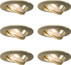 Sada 6 okrúhlych naklápacích zapustených bodových svetiel zlatá - Edu