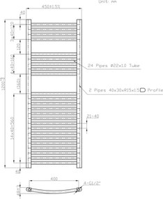 Novaservis - Kúpeľňový rebríkový radiátor 490W/230V 120x45 cm biely zaoblený