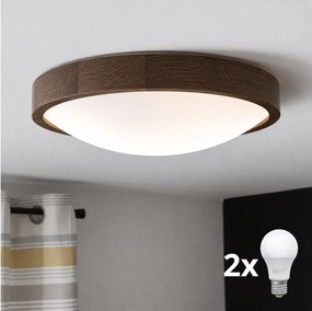 BRILAGI - LED stropné svietidlo CARVALHO SLIM 2xE27/15W/230V, dub/orech, priemer 37 cm