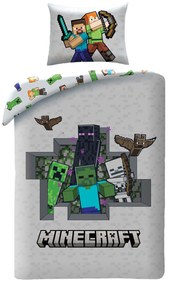 DETSKÉ OBLIEČKY Z MIKROVLÁKNA MINECRAFT 140X200 CM, 1 KS 70X90 CM VZOROVANÉ