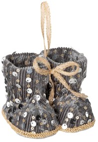 VIANOČNÁ DEKORÁCIA BOOTS SADA 12KS 10X7 CM STRIEBORNÁ