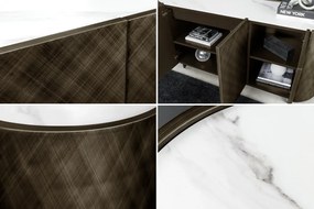 Komoda REFLECTION 150 cm 3D efekt bronzová s keramickou mramorovou doskou biela