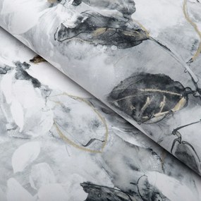 Biante Zamatový štvorcový obrus Tamara TMR-006 Designové kvety na sivom 100x100 cm