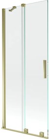 Mexen Velar, 2-krídlová posuvná vaňová zástena 80 x 150 cm, 8mm číre sklo, zlatý matný profil, 896-080-000-01-55
