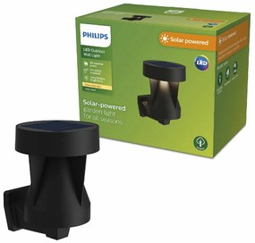 Philips Avery vonkajšie solárne nástenné svietidloLED čierne, 1,8 W, 200 lm, 2700 K