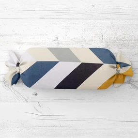 Biante Vankúš valec bonbon Sandra SA-402 Veľké cik-cak modro-žlté pruhy 15x80 cm