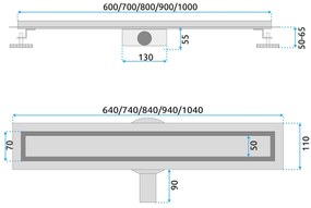 Rea Neox Pro, odtokový sprchový žľab 70cm, zlatá matná, REA-G2702