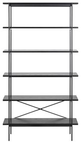 Čierny regál v dekore jaseňa 94x172 cm Angus – Actona