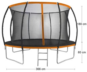 Trampolína Jumper PRO 366 cm - čierna / oranžová