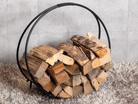 Kovový stojan na drevo ku krbu Oskar, čierny%