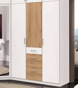 Šatníková  skriňa bez zrkadla Click, 135 cm, biela/doskový dub
