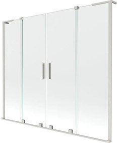 Mexen Velar L Duo, 2-krídlová posuvná vaňová zástena 180 x 150 cm, 8mm číre sklo, brúsená oceľ, 896-180-003-02-97
