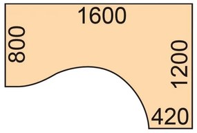 Ergonomický výškovo nastaviteľný stôl, 160x120 cm, 2 motory, L/P, sivá podnož, breza