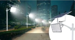 LED stmievateľný solárny reflektor LED/100W/3,2V 5000K 10500 mAh IP65 čierny + diaľkové ovládanie