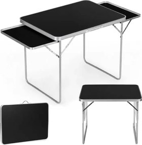 Skladací kempingový stôl 120 x 60 cm s policami a kufrovým dizajnom hnedá