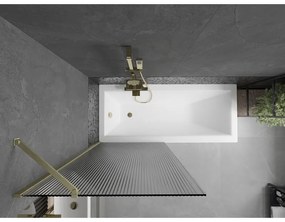 Mexen Next, 1-krídlová vaňová zástena 80 x 150 cm, 6mm sklo Ribs, zlatá matná, 895-080-000-00-09-55