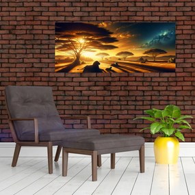 Obraz - Oddychujúce levy (120x50 cm)