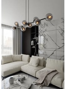 Luster na lanku ROSSI 8xE14/10W/230V čierna/šedá