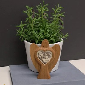 AMADEA Drevený anjel s vkladom - ornament, masívne drevo, výška 10 cm